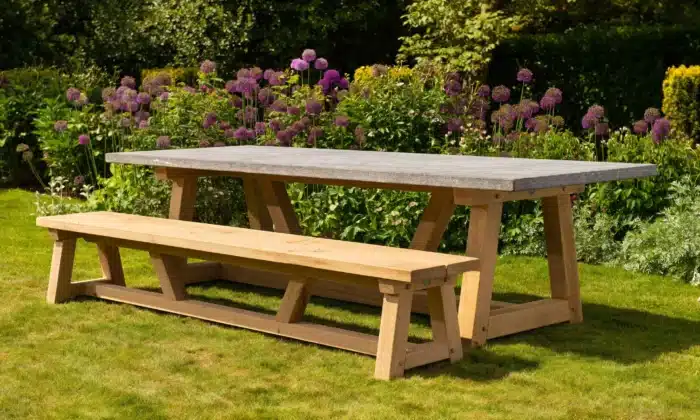 oak table and bench