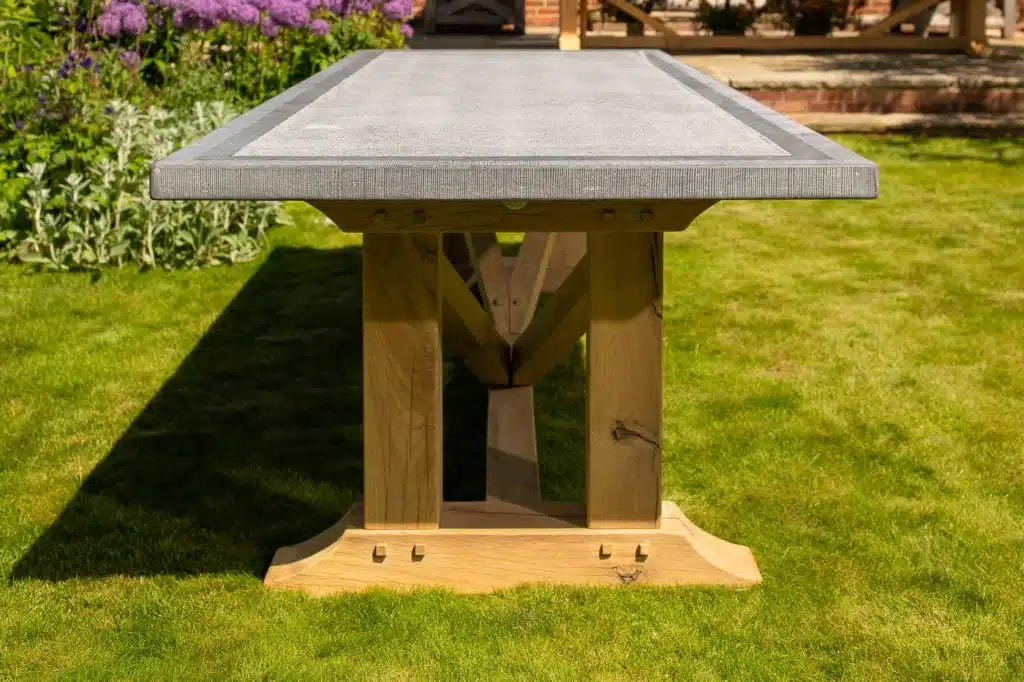 Hagen premium oakwood outdoor table side view