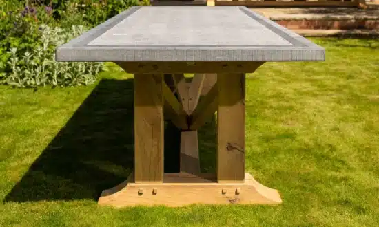 Hagen premium oakwood outdoor table side view