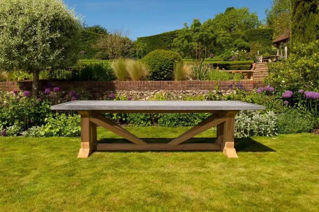 Hagen solid oak dining table side view