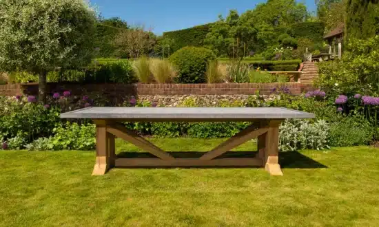 Hagen solid oak dining table side view