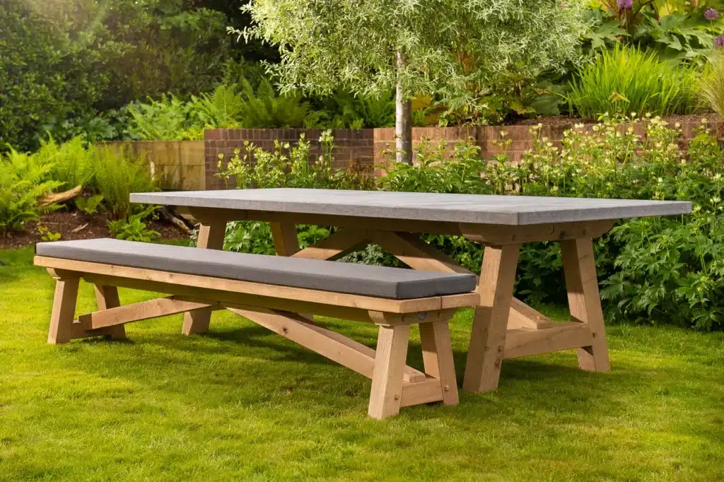 Lucius outdoor dining table with bench
