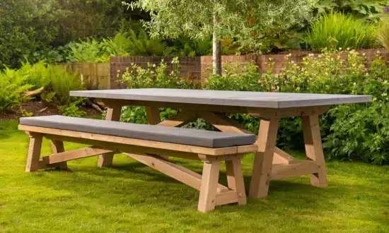 Lucius outdoor dining table with bench